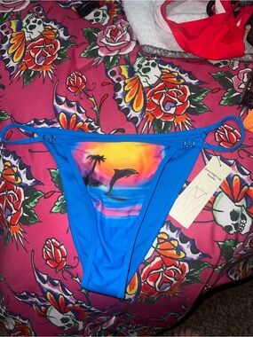 Women’s Blue Dolphin Print Bikini Bottom